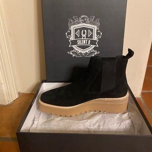 Anthropologie Silent D platform black suede boots-